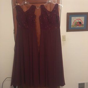 Mori Lee Madeline Gardner Bordeaux Lace/Sequin Long Dress 1